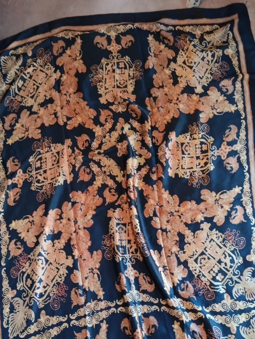 Gorgeous Gold And Black Scarf . Oversized. Renaissance. Dramatic.